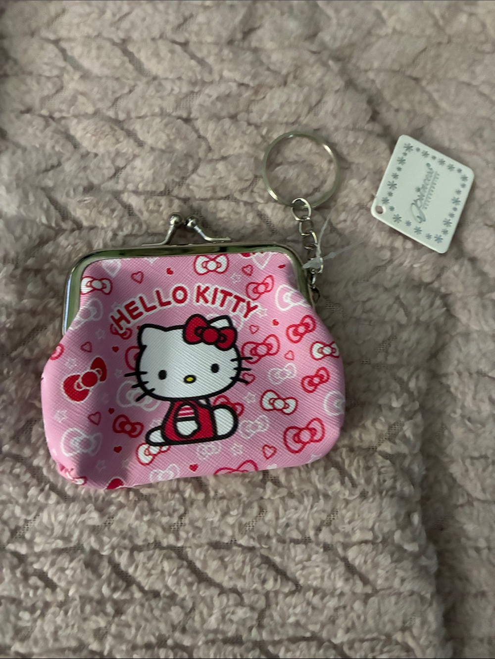 Hello Kitty Pink and Red Kiss-Lock Coin Purse Keychain